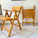 Pair of Clairitex France vintage garden armchairs from the 70s, solid wood