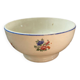 Flowery bowl with blue edging.