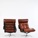 Pair of leather lounge chairs