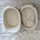 Vintage sugar bowl / candy dish with blackberry basket in slip