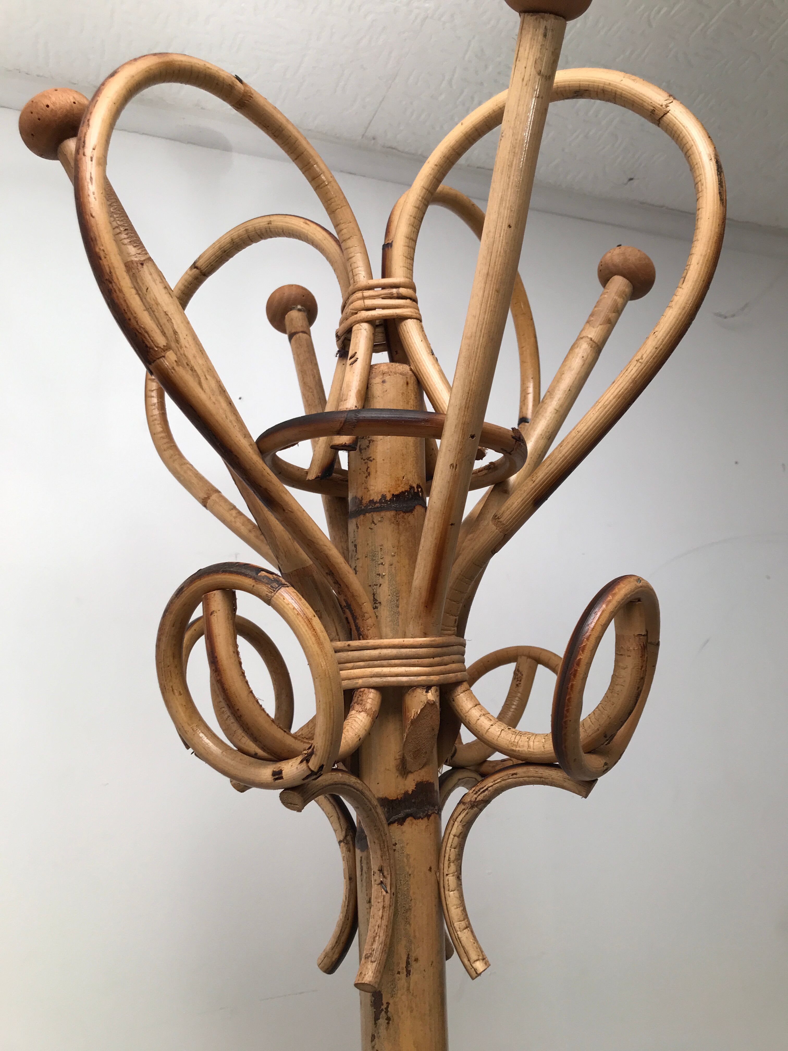 Bamboo parrot coat rack 50s-60s