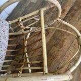 Rocking flesh in bamboo rattan and vintage wicker 1950