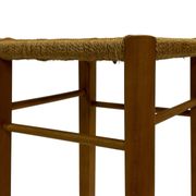 Tabouret vintage années 60 en chêne avec assise tressée