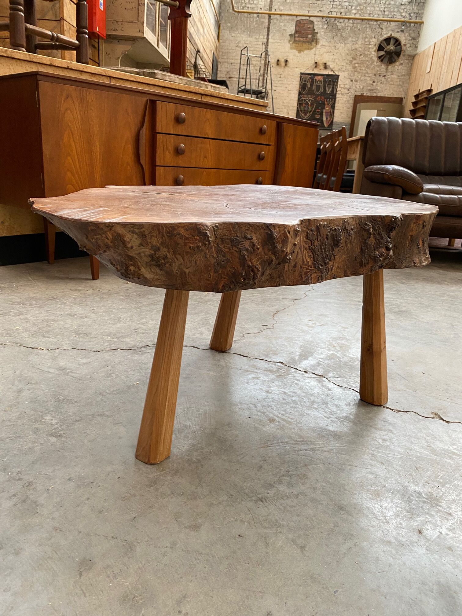 Primitive elm coffee table