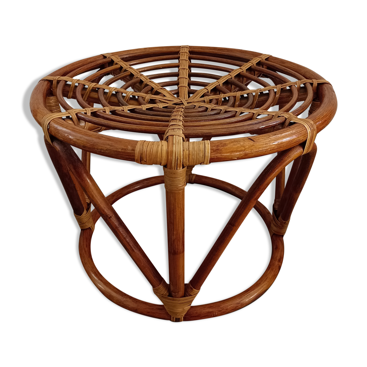 Pouf bambou vintage