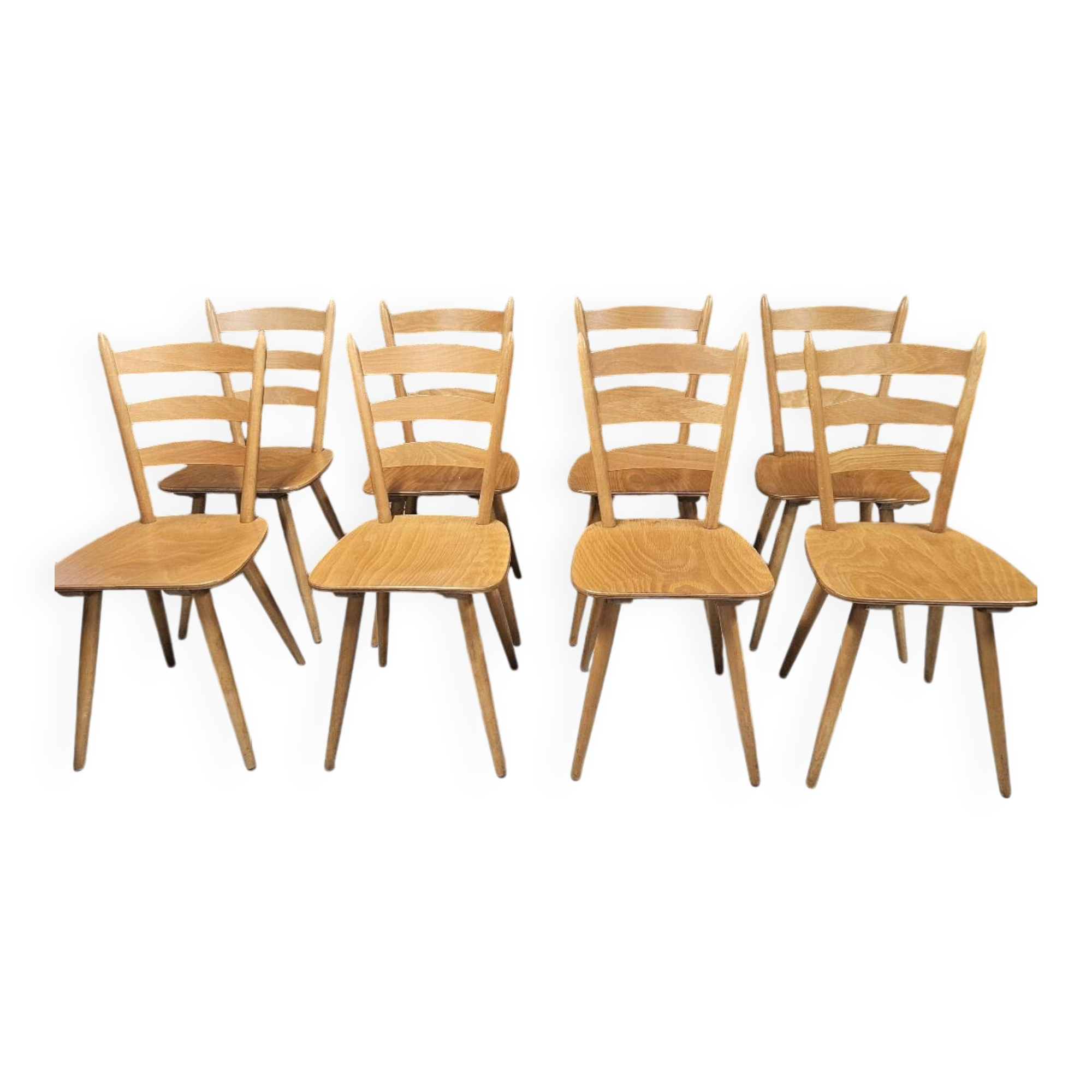 Lot of 8 country bistro chairs 1970