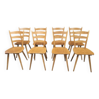 Lot of 8 country bistro chairs 1970