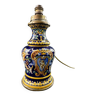 Lampe à pétrole de forme violonée en faïence de Gien XIXe décor Renaissance