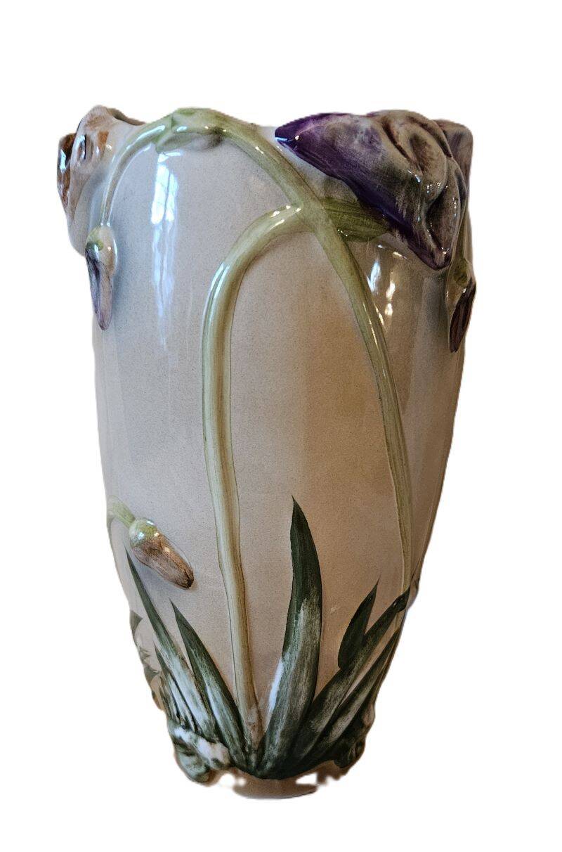 Art Nouveau Iris Vase Saint Clement Earthenware