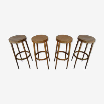 Series of 4 top bar stools of the 50