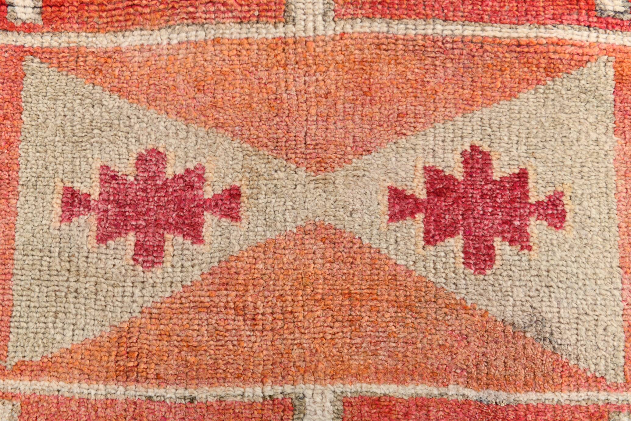 3x12 Turkish Runner Faded Pink & Grey Turkish Wool Runner Rug, 96x352Cm