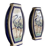Pair of flat ceramic vases, KERALOUVE LA LOUVIERE