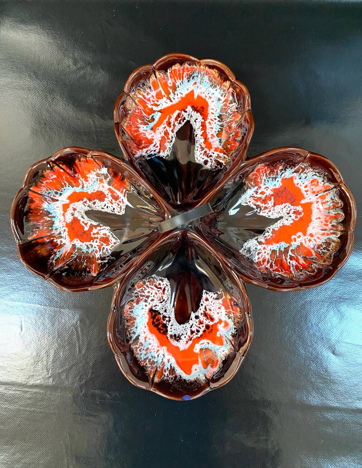 Ancien plat serviteur vintage style Vallauris - Années 70