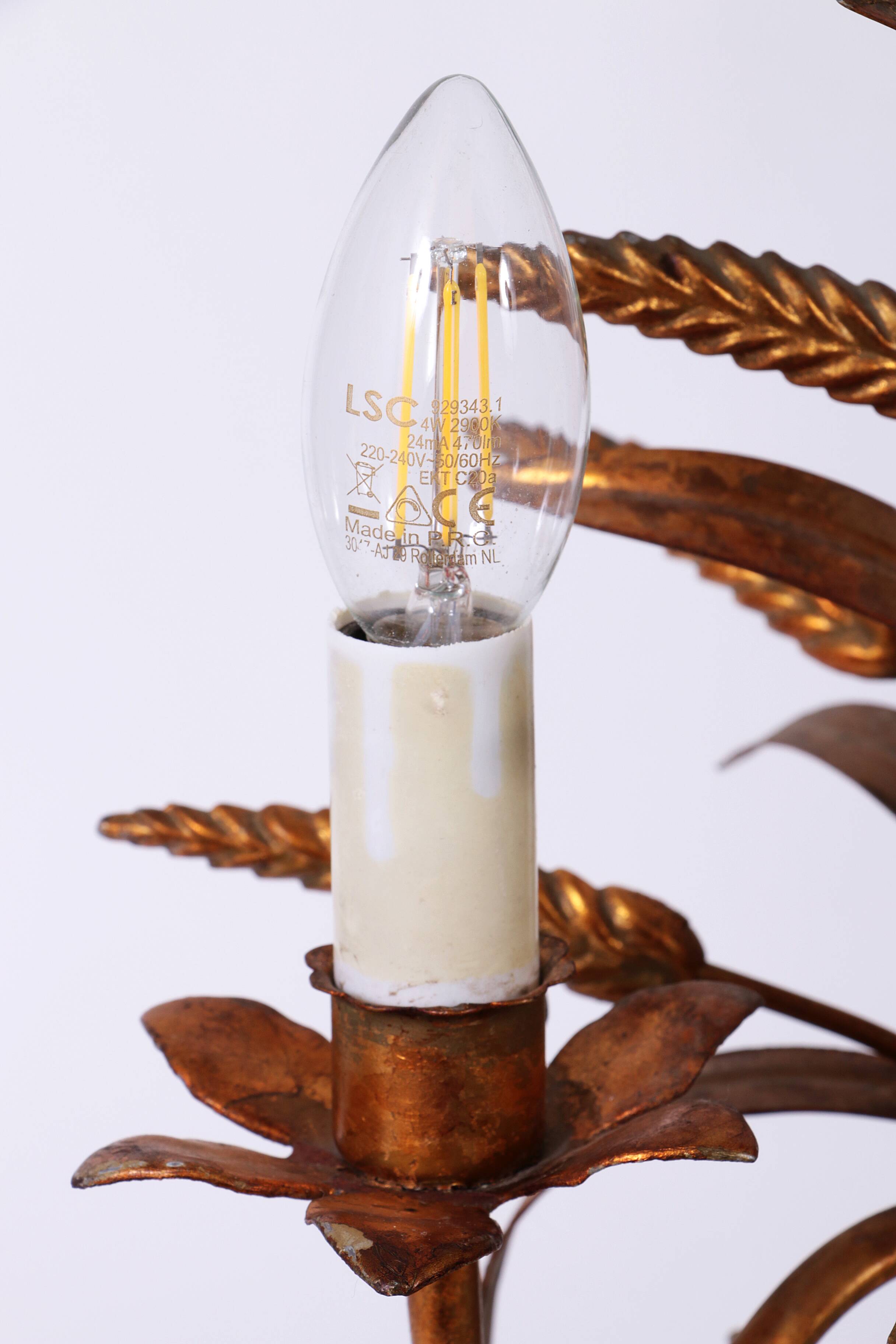 Gilt ‘Sheaf of Wheat’ Table Light, Florentine Table Lamp by Hans Kögl, 1960s
