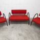 Sofa set with 2 designer armchairs 2001 red