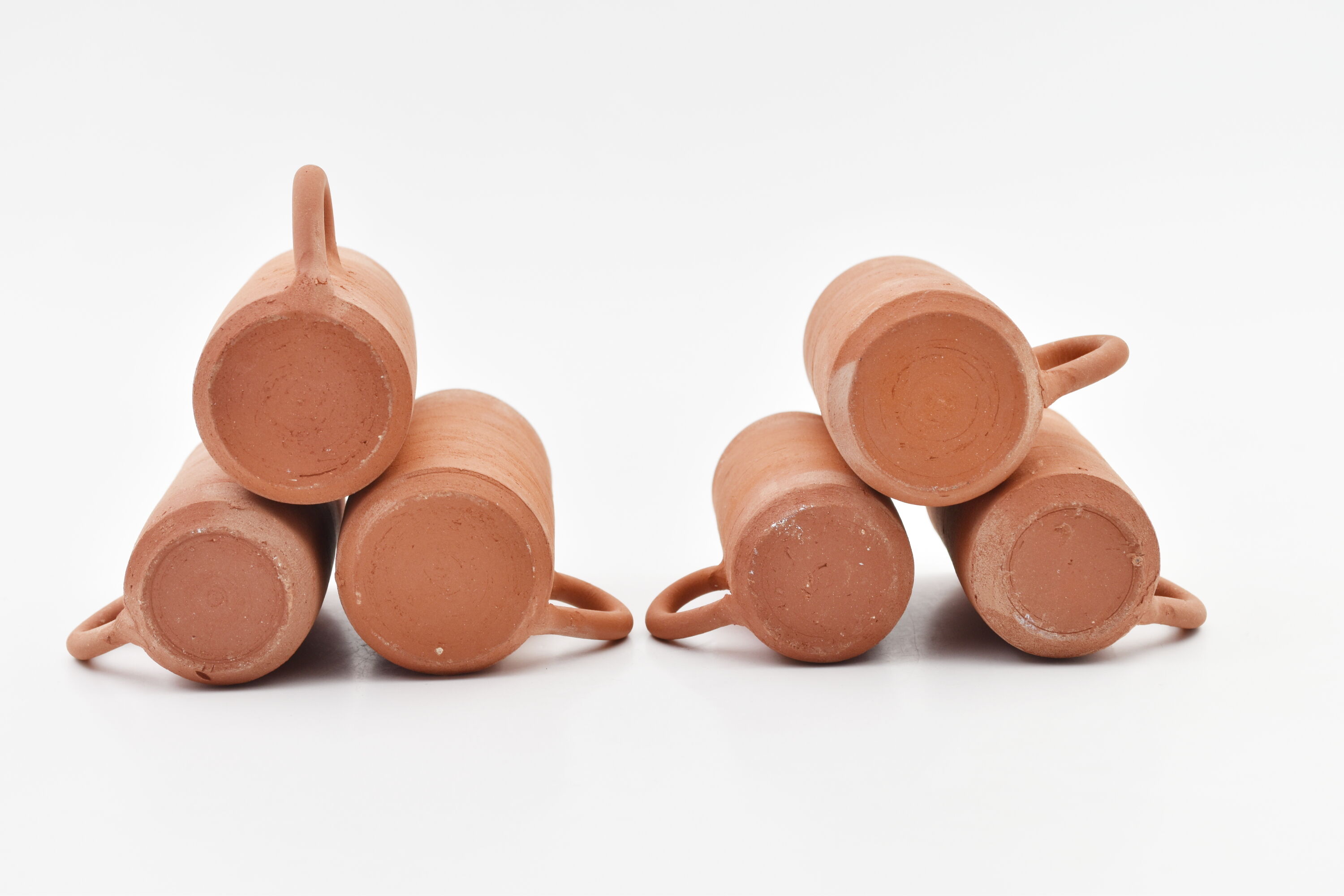 Series of six terracotta cups