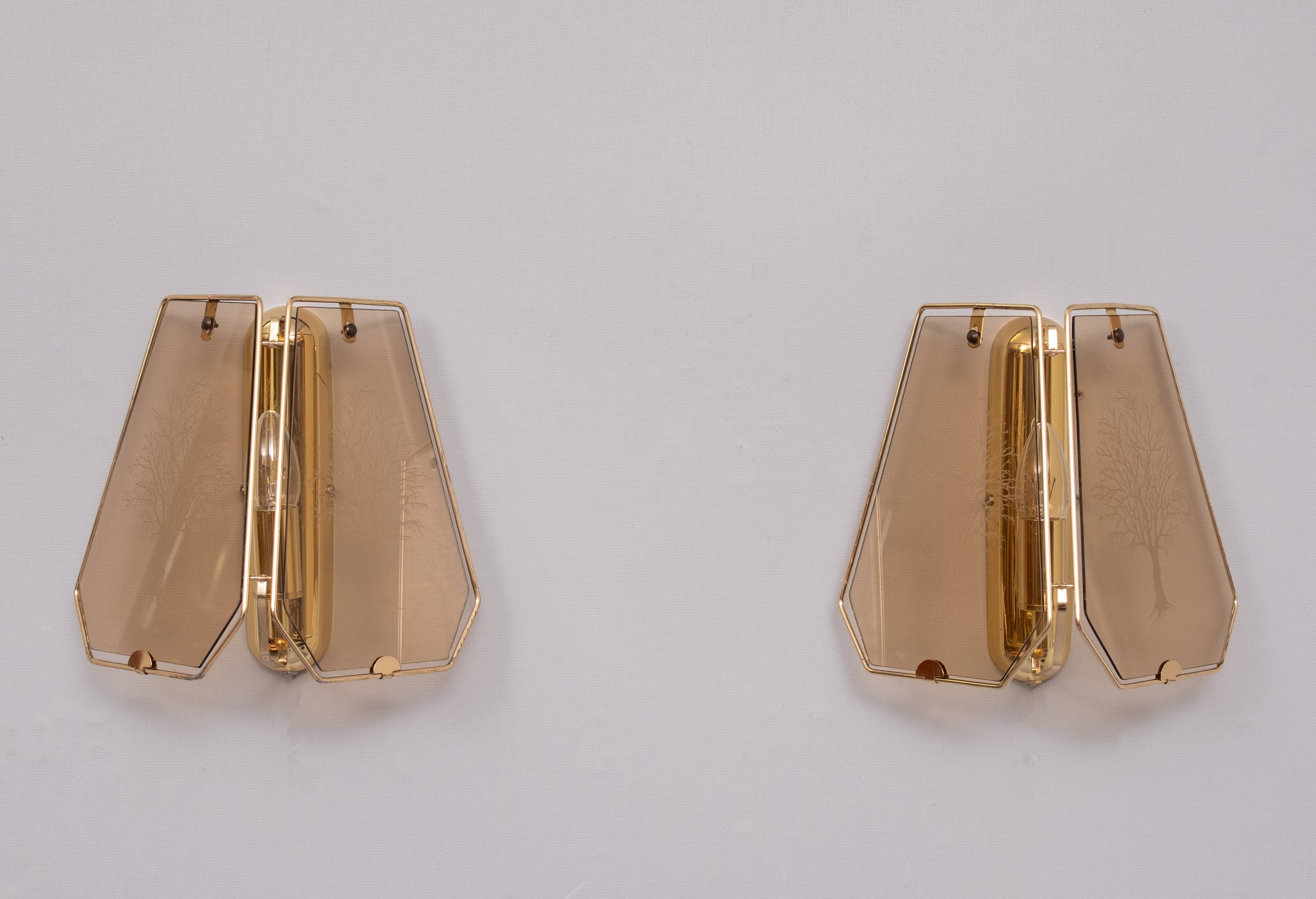 Hollywood Regency Brass Wall lamps 1970s