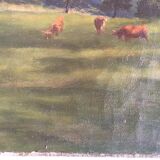 Oil on canvas 19th Cows in the meadow