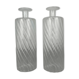 Pair of twisted glass bathroom bottle bottles