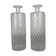 Pair of twisted glass bathroom bottle bottles