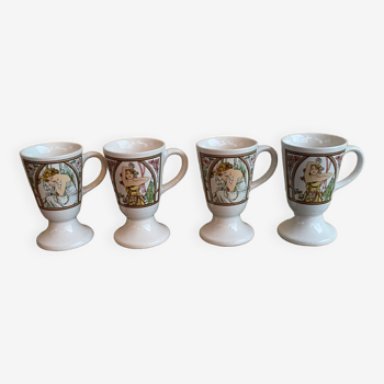 4 art nouveau coffee cups