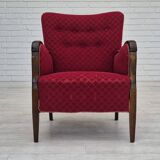 1950s, Danish design, armchair, original condition, red cotton-wool fabric.
