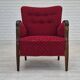 1950s, Danish design, armchair, original condition, red cotton-wool fabric.