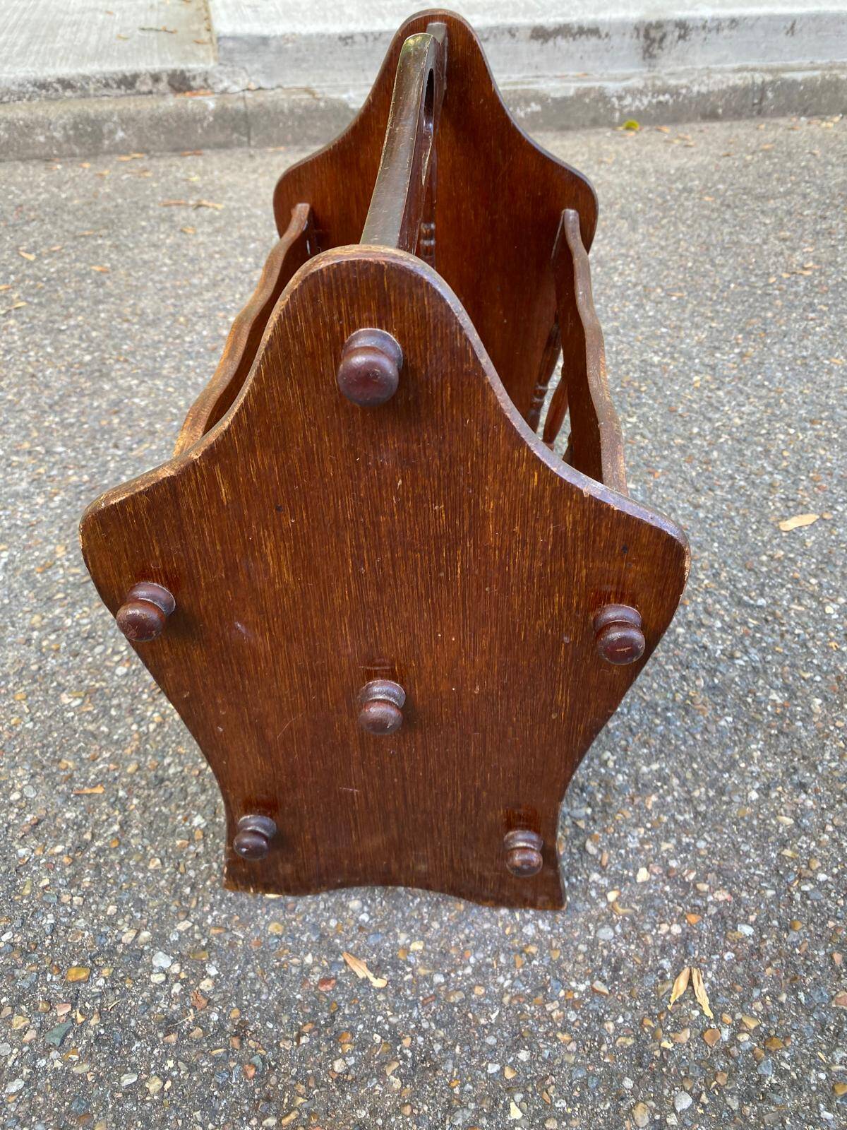 Porte-revues vintage en bois massif style rustique / retro