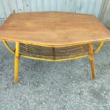 Vintage rattan and bamboo table