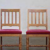 Vintage 1940s/50s solid oak Danish farmhouse chairs, Baroque style set of 4