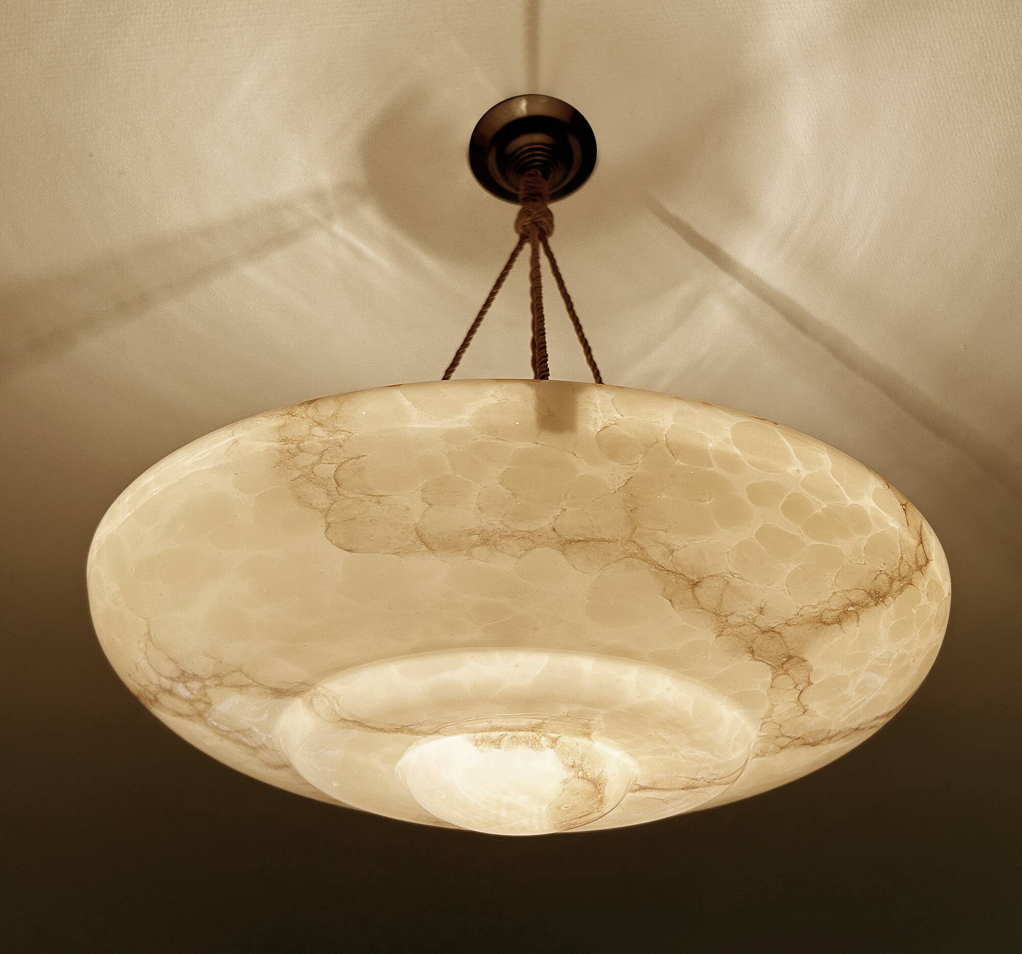 Art Deco Pink Glass Bakelite Pendant Light