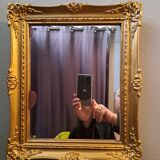 Mirror rectangular wood base and plaster moldings 1920 32x38cm