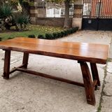 Aranjou brand table. Important solid elm dining table