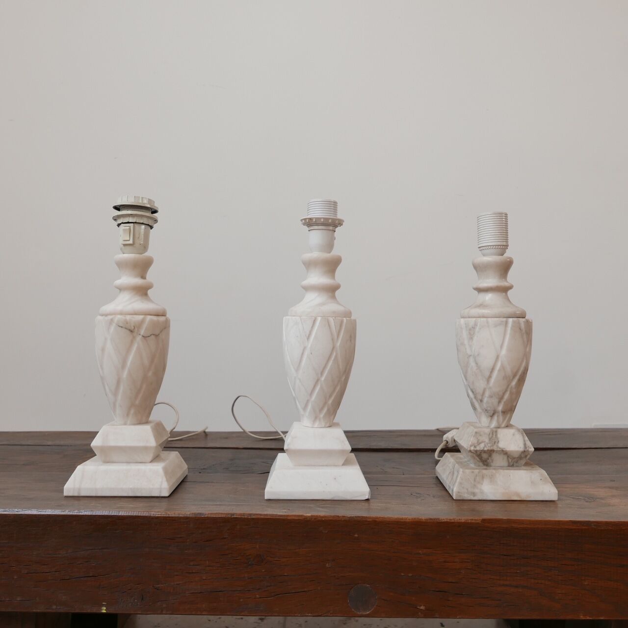 Mid-century white marble swedish table lamp