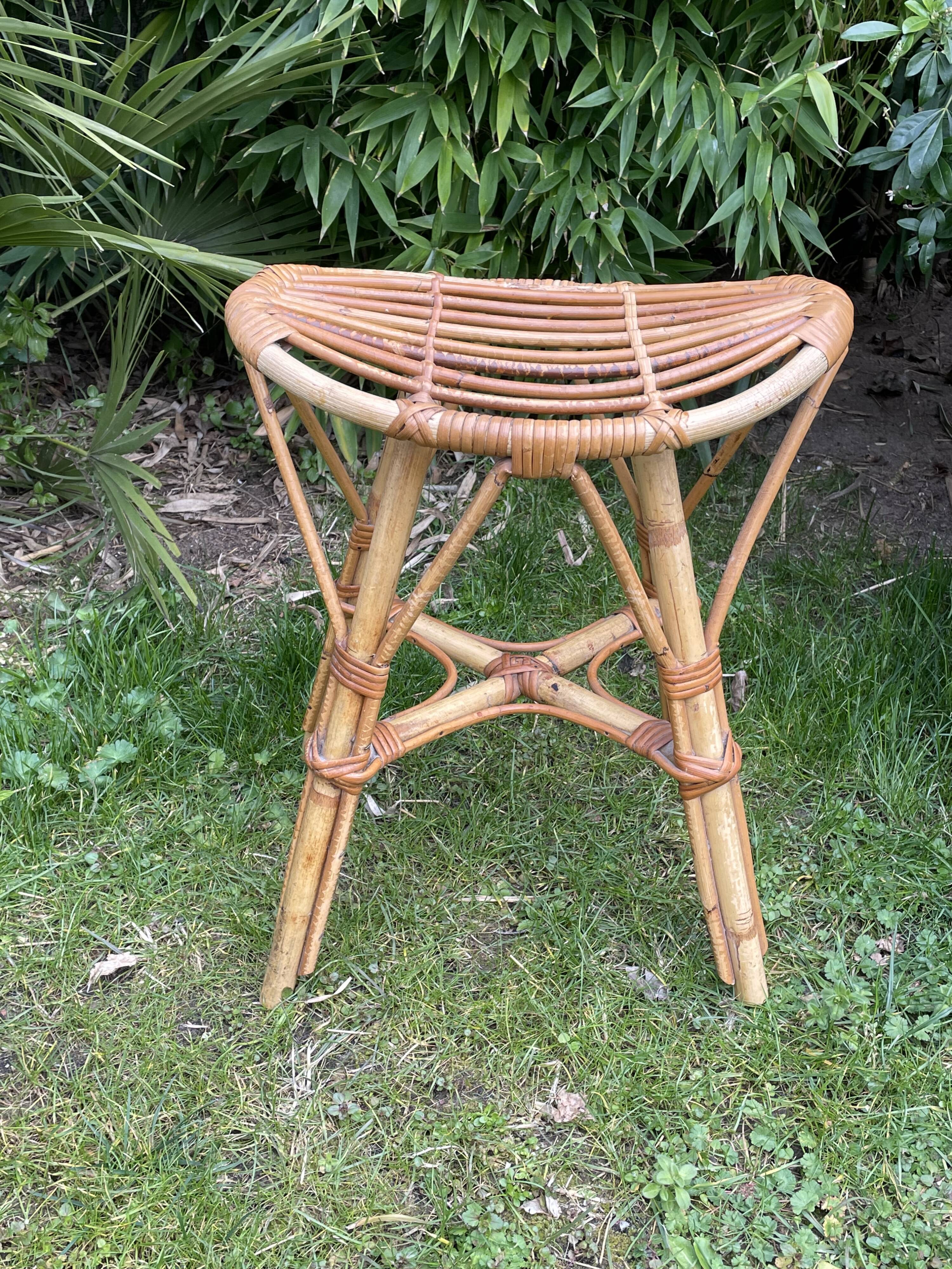 Vintage rattan stool