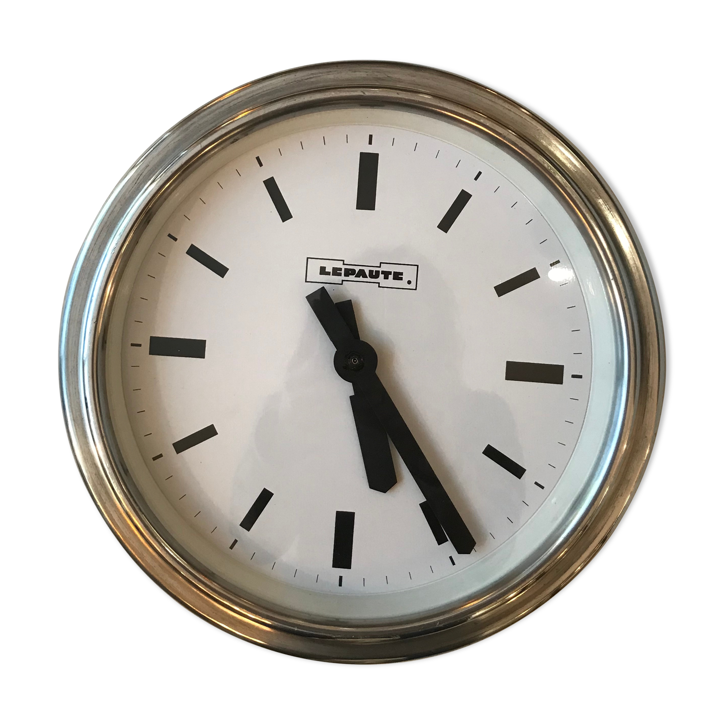 Industrial clock lepaute polished edges rounded 31 cm