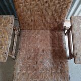 Vintage wicker and rattan chaise longue, deckchair