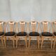 Series of 6 bistro chairs in curved wood seated skaï black