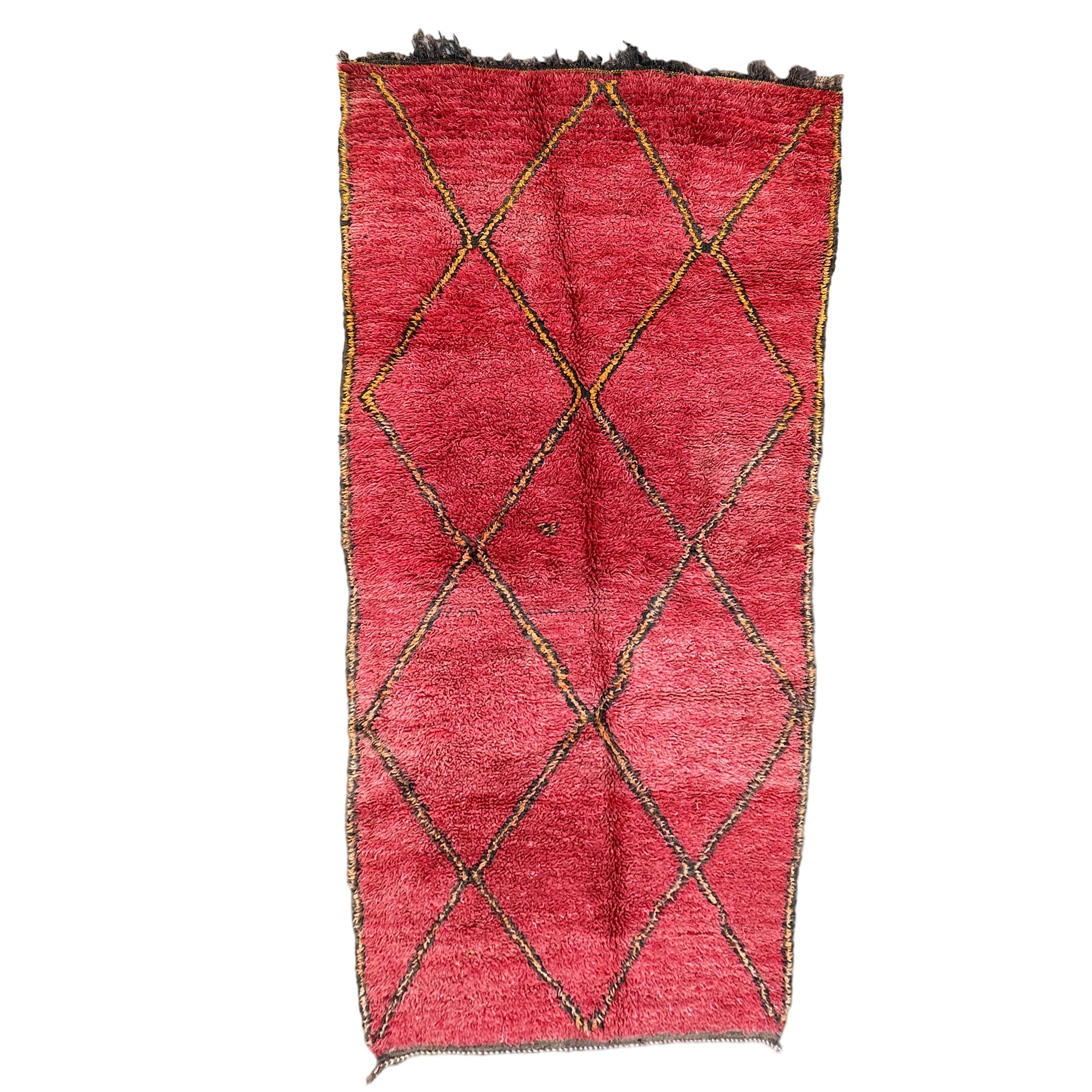 Red Boujad Moroccan rug - 252 x 124 cm