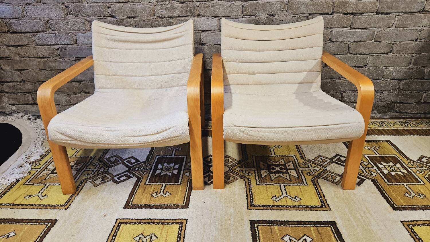 Paire de fauteuil bois courbé 1970 vintage