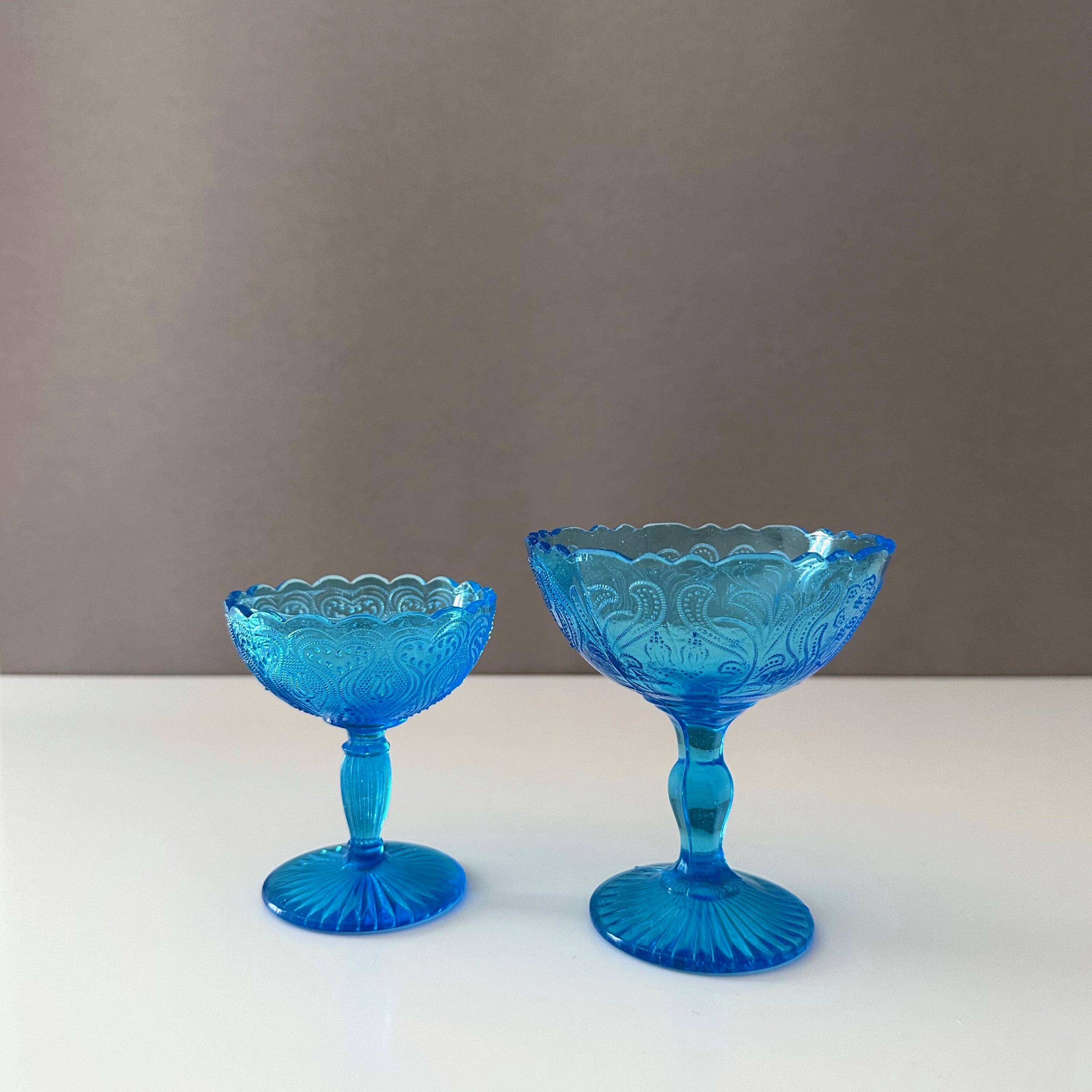 Art Deco pressed glass collection, sugar bowls turquoise