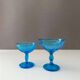 Art Deco pressed glass collection, sugar bowls turquoise
