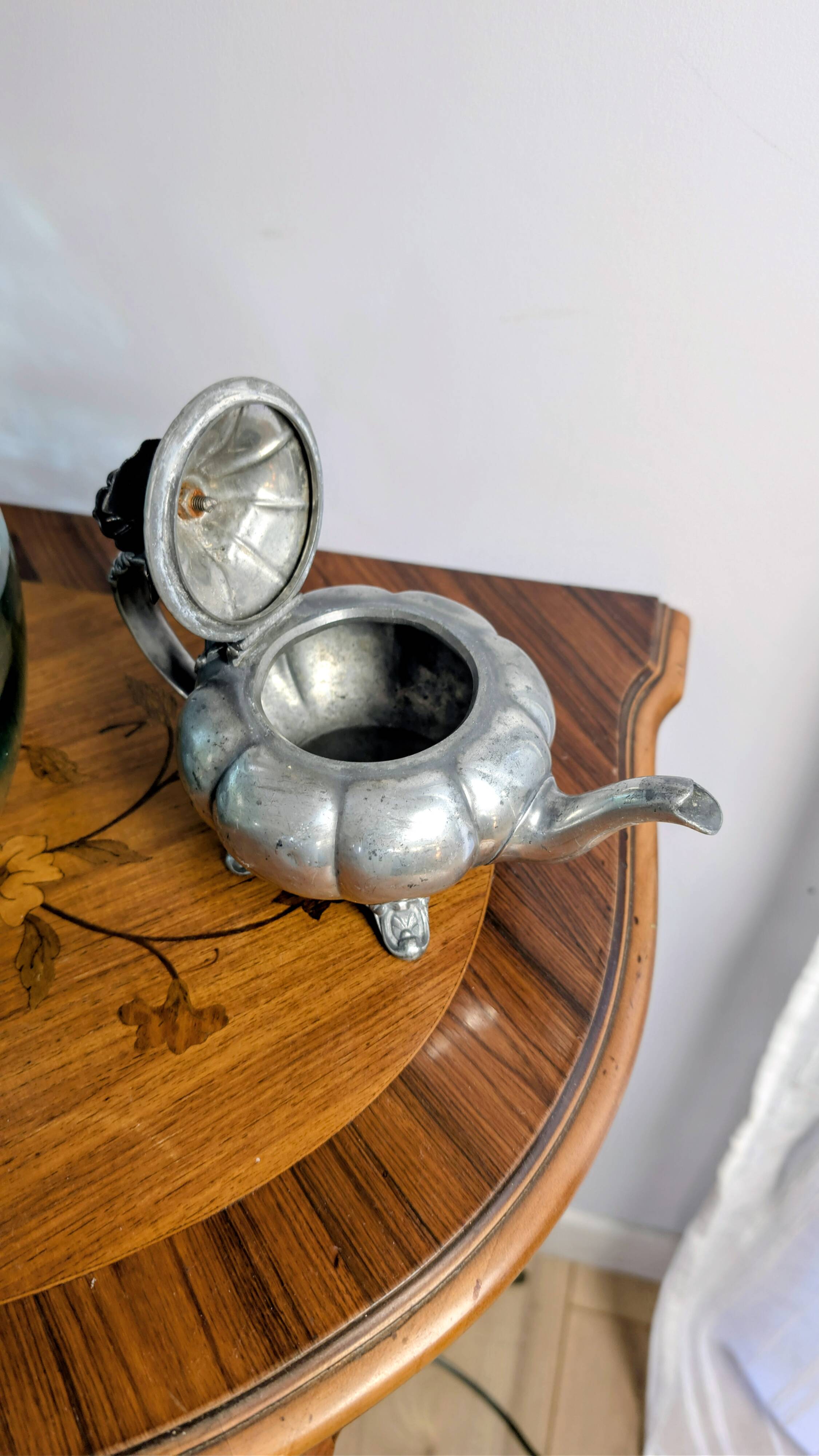 Vintage Shaw & Fisher Sheffield metal tin teapot