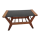 Table basse vintage époque reconstruction année 50 bois verre