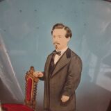 19th century pastel painting - Napoleon III blackened wood frame 40.5 x 35.5