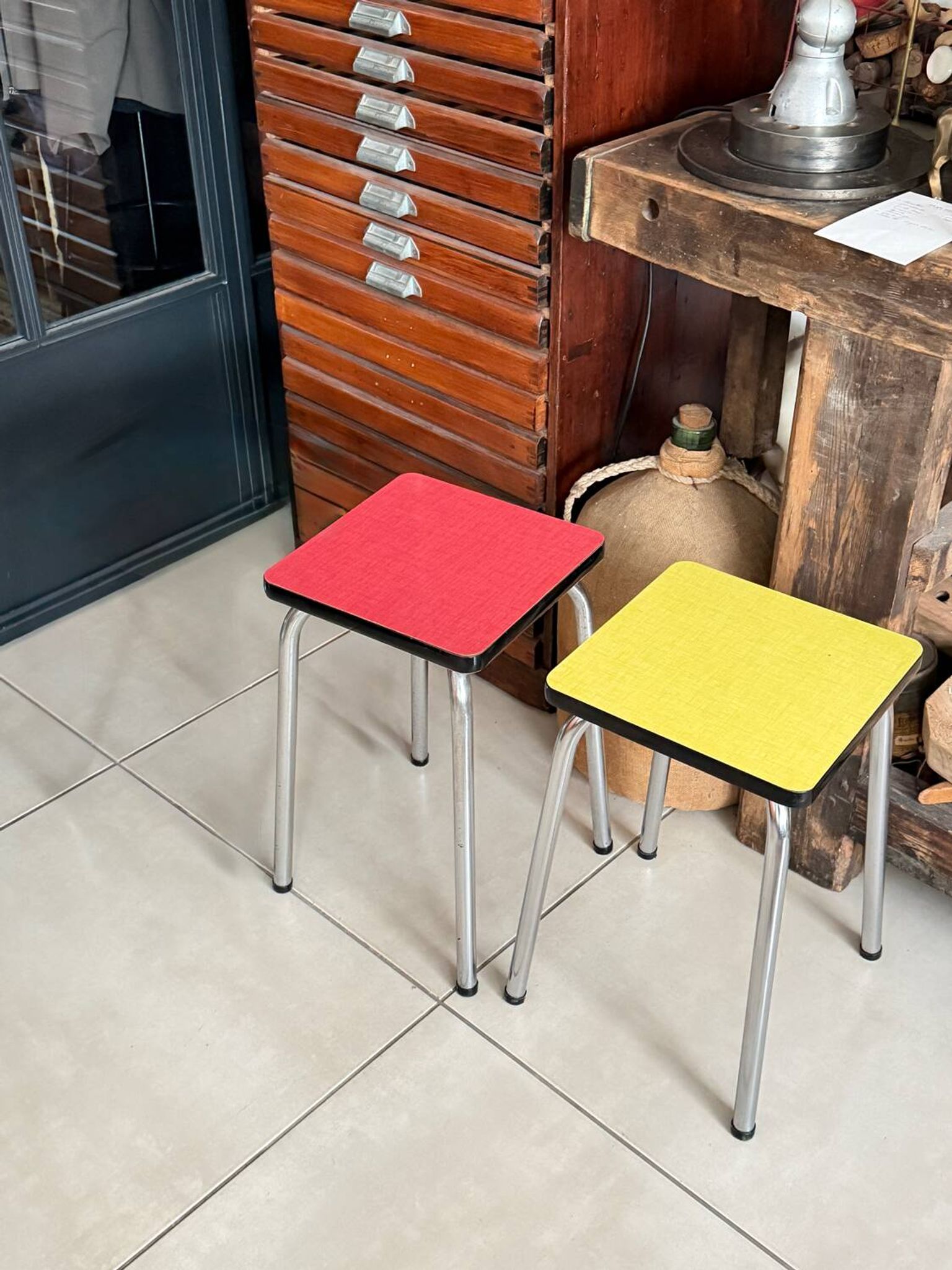 Set of 2 vintage Formica stools