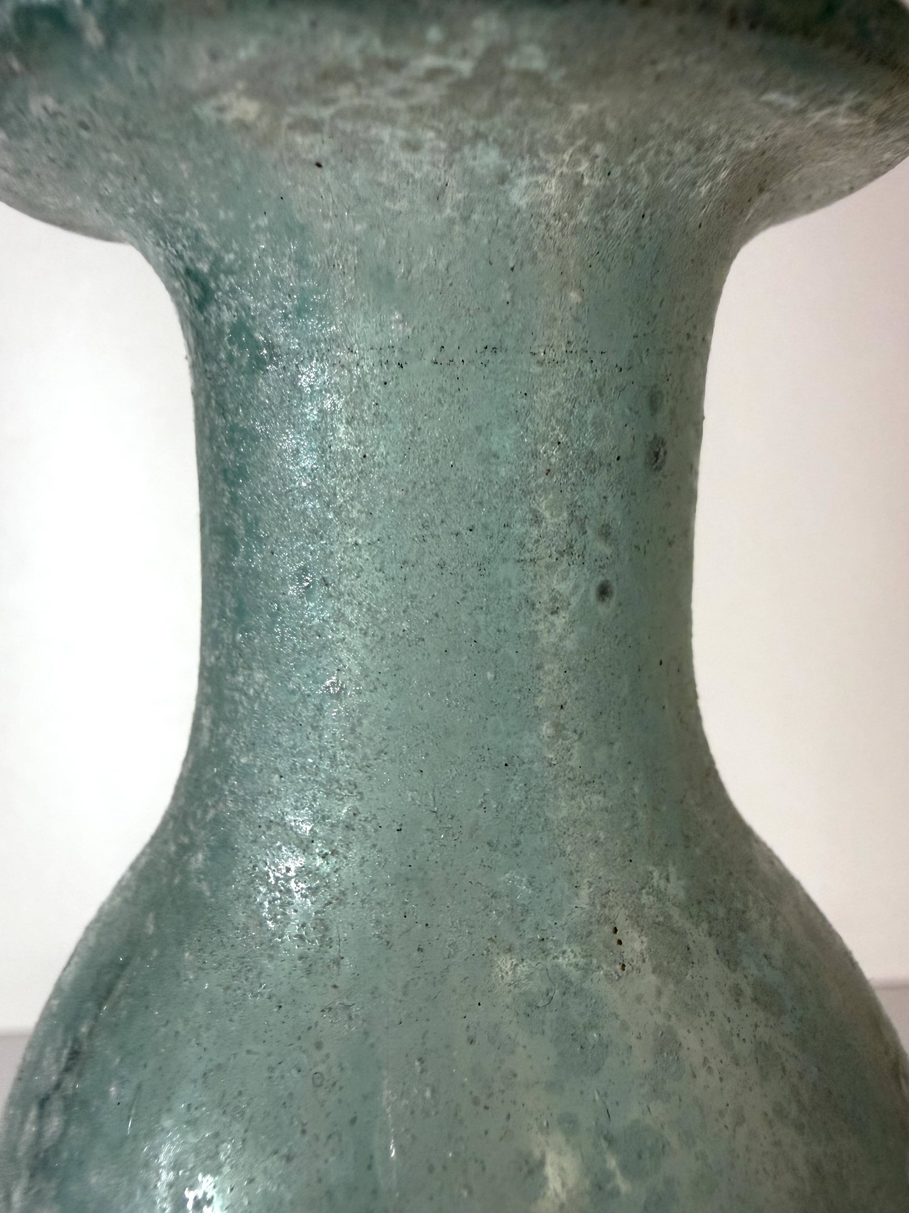 Teal Scavo Glass Bottle Vase attr. to Gino Cenedese, Italy
