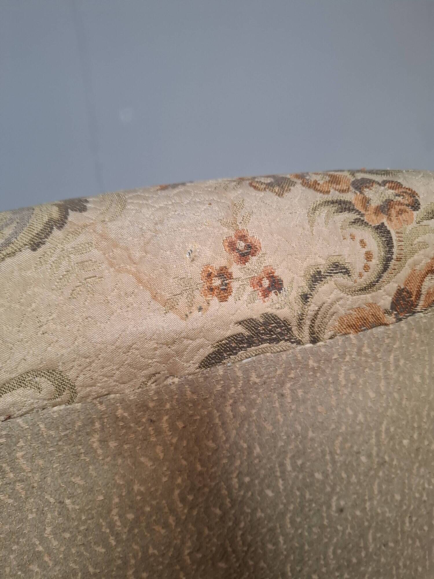 1930s Art Deco Czech Floral Upholstered Wingback Armchair