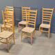 Set of 6 beech wood Italian ladder back chairs, 1970s
