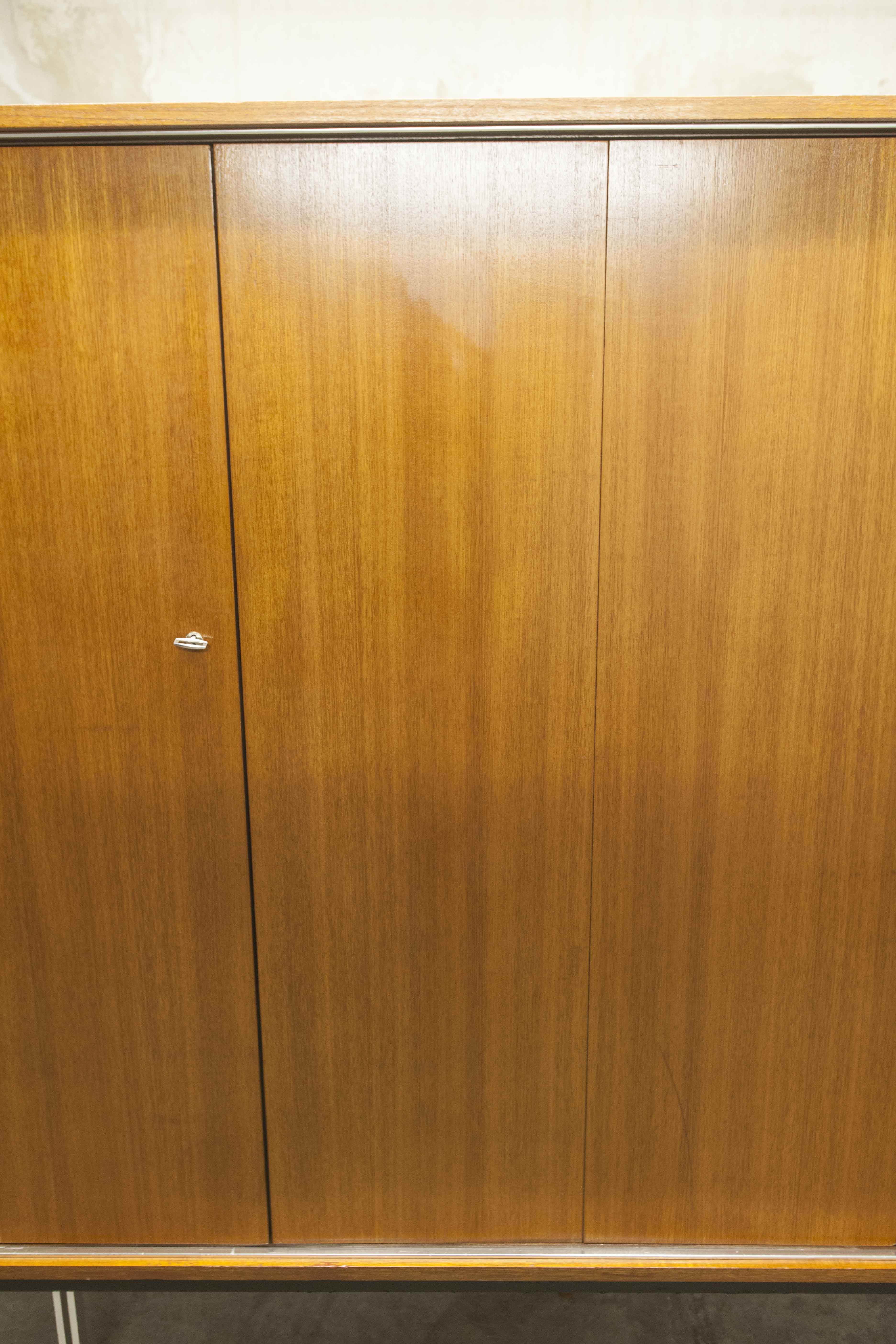 Wardrobe 1970 teak 4 doors half wardrobe half shelf 182 cm